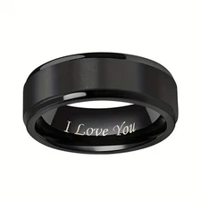 1pc I Love You Engraved Titanium Steel Ring - Durable, Hypoallergenic Mens Band,