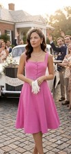 Elopement Wedding Dress. Pink A Line Mac Duggal. Belted  Swing skirt NEW Sz 2