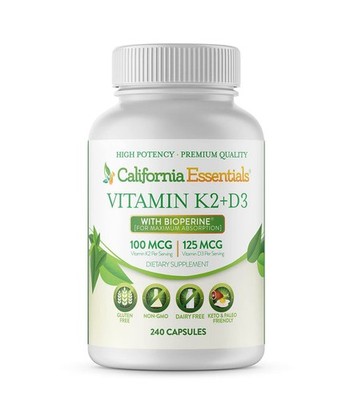 Vitamin K2 & D3 with BioPerine Capsules Bone & T-Cell Immune Support