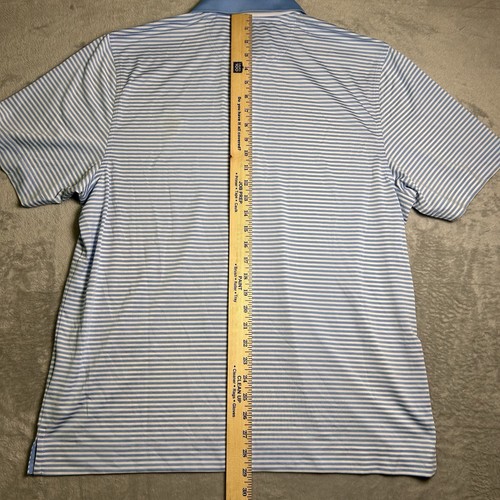 Cutter And Buck Golf Polo Men’s Large Blue white Stripes Drytec Performance - Picture 7 of 8