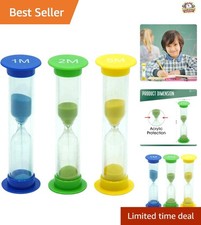 Kids Sand Timer Trio - Colorful 1, 2  5 Min Hourglass Clocks for Learning