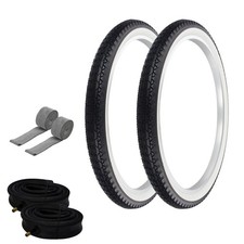 PRO TIRES 24 x 2.125 BLACK/WHITE P-123A W/ HEAVYDUTY TUBES  RIM STRIPS