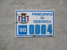 Seborga Principat 1998 license plate #   4