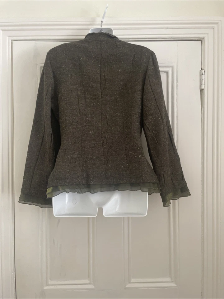 Green Tweed Syle Lightweight Jacket - UK 10 - Lagenlook - Image 3 of 4