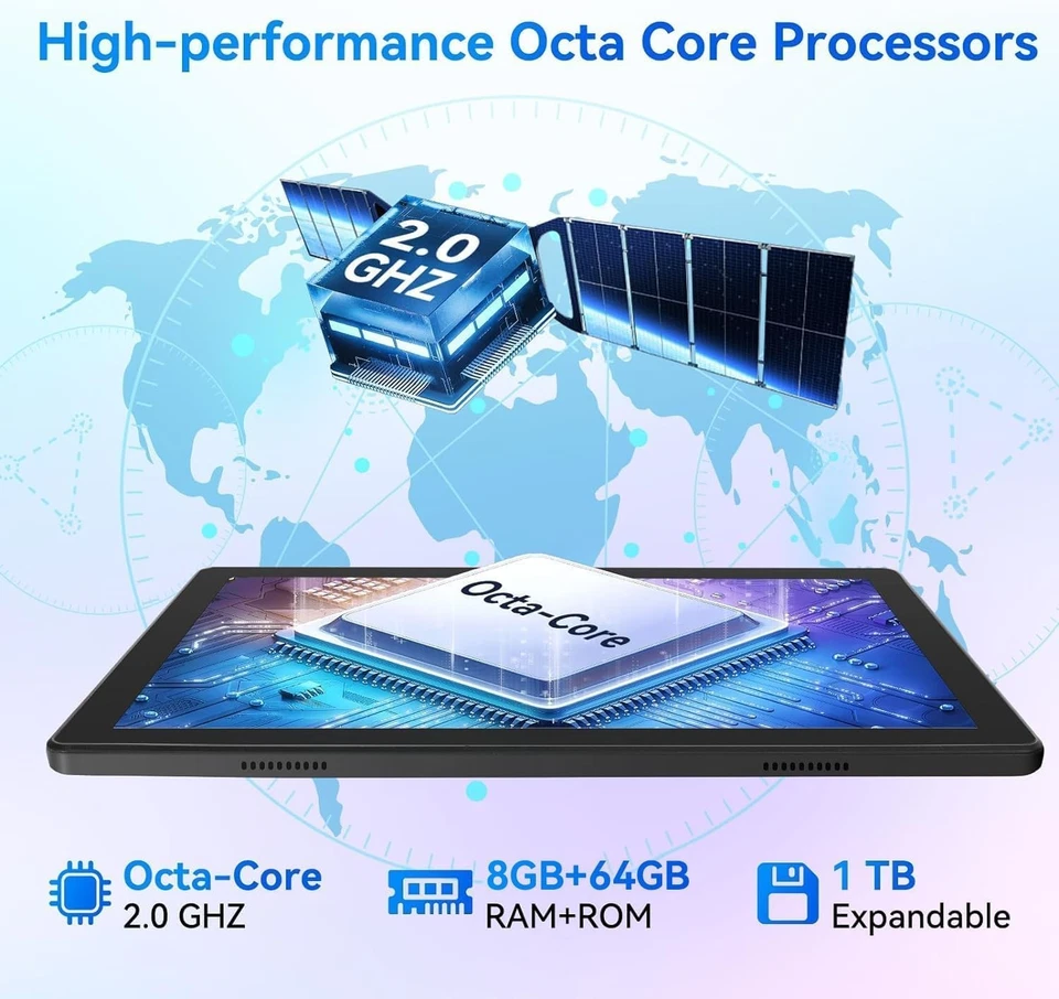 10 Zoll Tablet Android 14, 8 GB + 64 GB TF 1 TB 5MP + 8MP Kamera 5000 mAh - Bild 3 von 4