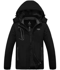 Wantdo Women's Waterproof Mountain Jacket Fleece Windproof Ski Jacket, Black,...