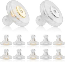 Silicone Earring Backs, 18K Gold Secure Locking Design for Studs, Gold Silver