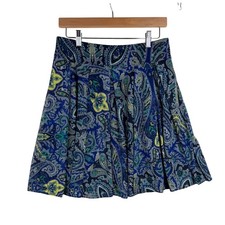 INC International Concepts Women's Blue Green Paisley Lined Skirt Size Medium