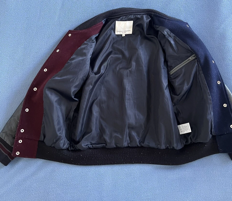 Chaqueta Universitaria Ceremonia de Apertura, Talla S, Lana/Cuero. Auténtico. Foto 4 de 4