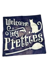 Halloween Cat Pillow Case Welcome my Pretties Home Decor 17"x17.5"  NEW