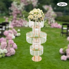 5-Tier Round Flower Stands 2PCS Flower Stands Crystal Flower Stands for Wedding