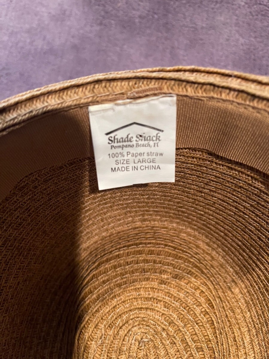 SHADE SHACK straw fedora hat size large unisex, 100% paper straw