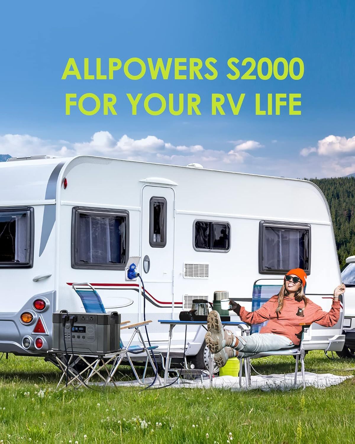 S2000 Portable Power Station 2000W (Peak 4000W) MPPT Solar Generator For Camping