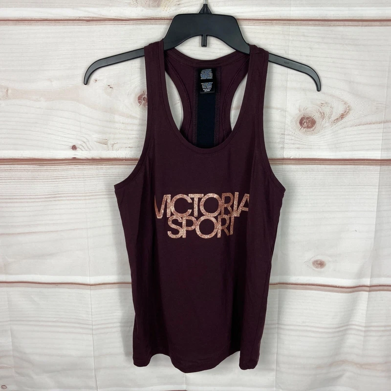 victoria-secret-vs racerback graphic open back solid tank-top