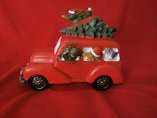 Red Truck Figurine with Christmas Tree Table Decoration  9"x 8"x 5" 