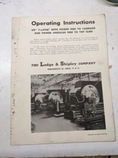 LODGE & SHIPLEY LATHES OPERATING INSTRUCTION MANUAL 60” T-LATHE POWER FEED