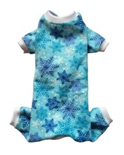 Blue Snowflakes Flannel Pajamas PJ's Dog Puppy Teacup Pet Clothes 4XS - Small