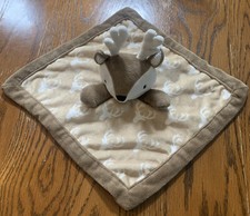Levtex Baby Deer Plush Lovey Security Blanket Buck Antlers Reindeer Brown Plush
