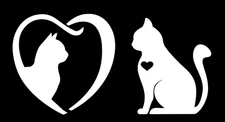 CAT Love 2 Pack White Vinyl Decals Car Windows Laptop Tablet Mailbox Notebook