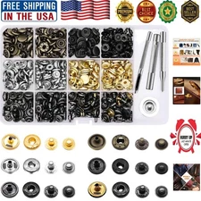 Versatile 120-Piece Leather Snap Fastener Set in 6 Retro Colors & Setter Tools