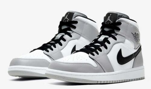 Nike Air Jordan 1 Mid Light Smoke Grey Black White 554724-092 US 7.5 - 12 Men - Picture 1 of 12