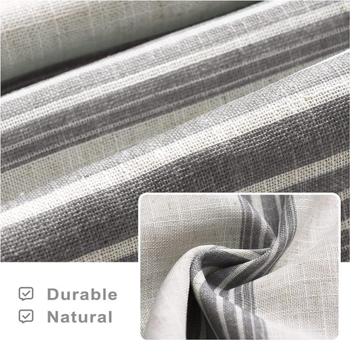 Chris Vertical Striped Linen Blackout Valance Lined Thermal Curtain w/Rod Pocket - 第 5/9 張圖片