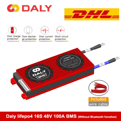 Daly Lifepo4 BMS 16S 48V 100A Battery Protection Board Common Port with Balance