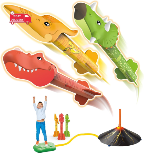 Dinosaur Toys Rocket Launcher for Kids, Stomp Launch Up, Outdoor and Indoor Kids - Picture 1 of 12