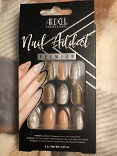 ARDELL Nail Addict Premium Artificial Nail Set – PINK MARBLE & GOLD New In Box