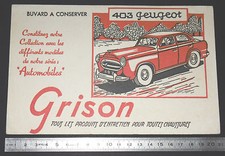 BUVARD 1950 GRISON ENTRETIEN CHAUSSURES AUTOMOBILE AUTO PEUGEOT 403 NOIR-ROUGE