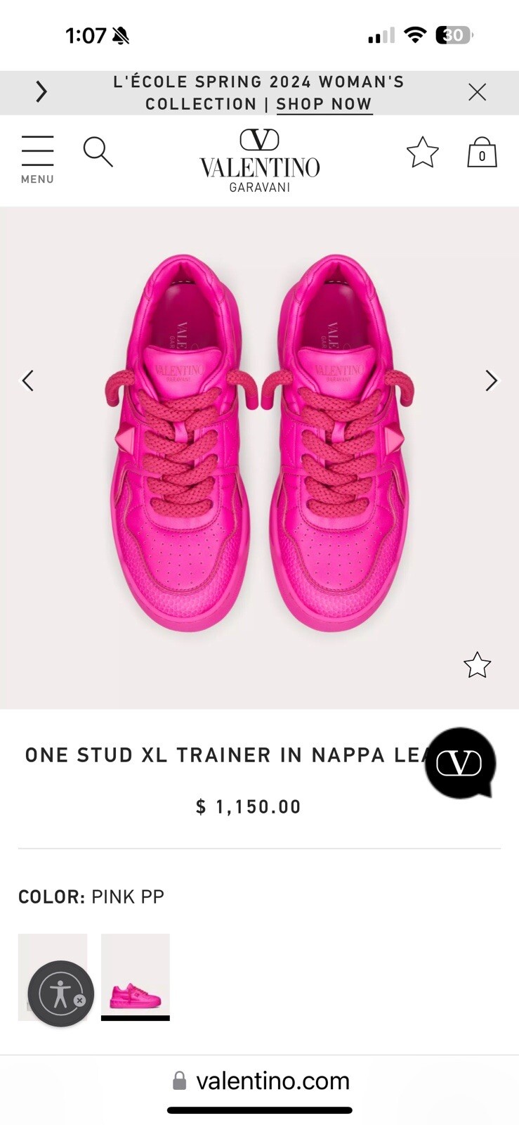 $1150 Valentino Garavani One Stud XL leather Low Top Sneakers EU 40 US 10 thumbnail 22