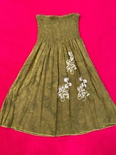 BOHO BEACH Toko Green Floral Print Viscose Small Strapless Cover-Up Dress