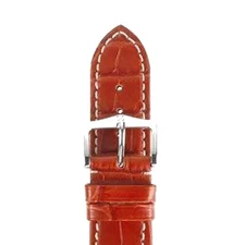 HIRSCH Viscount Louisiana Alligator Leather Watch Strap - Red - 20mm