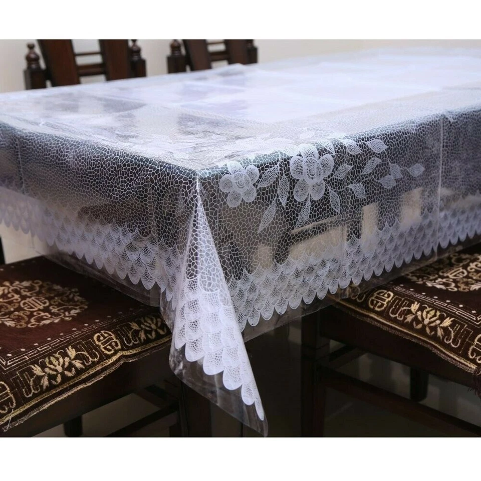 PVC 6 Seater Dining Table Cover white - Image 2 of 4