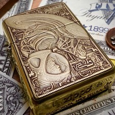 Zippo “Alien” (1979) Themed Brass Armor Lighter H.R. Giger Inspired Artwork