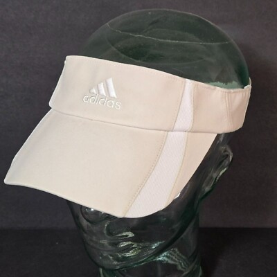 Adidas ClimaCool White & Beige Sports Visor Cap Side Stretch Straps EUC