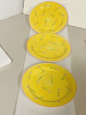 Sango Sorrento Yellow Ceramic 3 Plate Set 7.5 