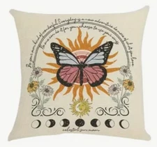 BUTTERFLY Celestial Inspiration Retro Throw Pillow Cover Holiday HOME Decor