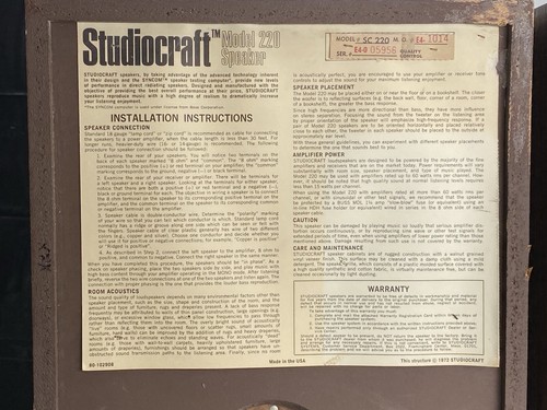 RARE Vintage Bose Studiocraft SC 220 HiFi Speakers - W / Covers FAST SHIPPING - Picture 9 of 14