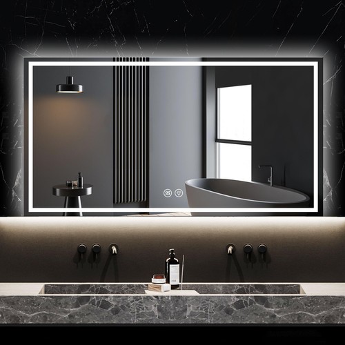 LED Smart Mirror with Lights, 48"x32" lighted bathroom mirrors wall
