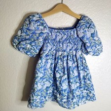 Janie And Jack The Natalie Floral Smocked Bubble Sleeve Dress Sz 2t