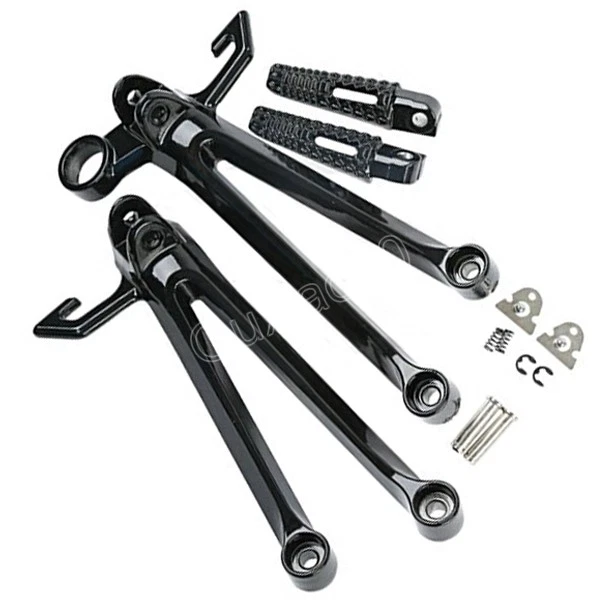 Juego trasero de reposapiés de pasajero trasero negro para Suzuki GSXR1000 2005-06 Foto 4 de 4