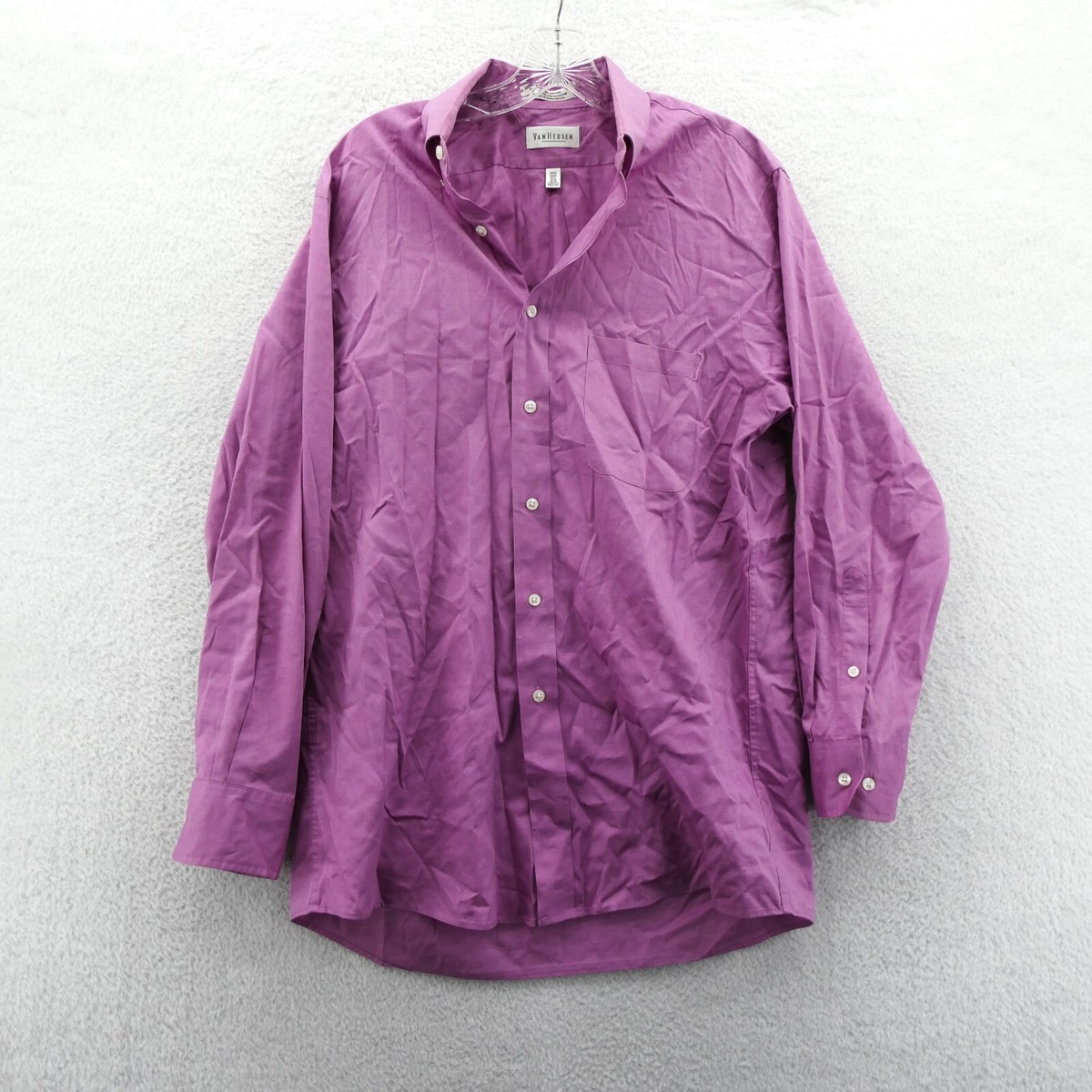 van heusen purple dress shirt Van Heusen Medium Mens 15.5 33 Dress Shirt Purple Pocket Button Down Long  Sleeve
