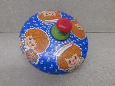 VINTAGE RAGGEDY ANN  ANDY METAL SPINNING TOP TOY