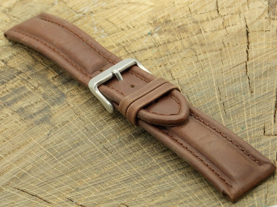 Lorus Vintage 22mm Brown Leather w Silver Tone Buckle Watch Band NOS Unused - Image 2 of 4
