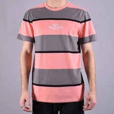 HUF Men's S/S T-Shirt MAZON STRIPE - Charcoal - Medium - NWT 