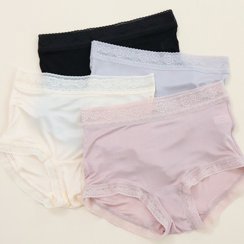 4 Pairs Real Silk Women's Briefs Knickers Mid Waist Panties Lace Thin Knickers - Picture 29 of 30