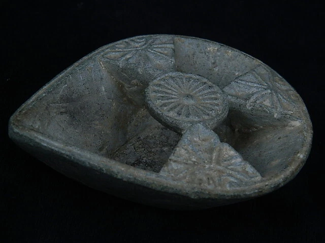 Antigua piedra de esquisto gris mapa de aceite Gandharan/Gandhara C.200 dC sin reserva #SG2225 Foto 2 de 4