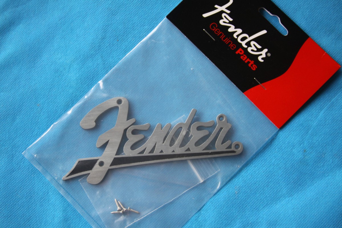 Fender Flat Amp Logo Black for Fender Amps, Screws Included, MPN