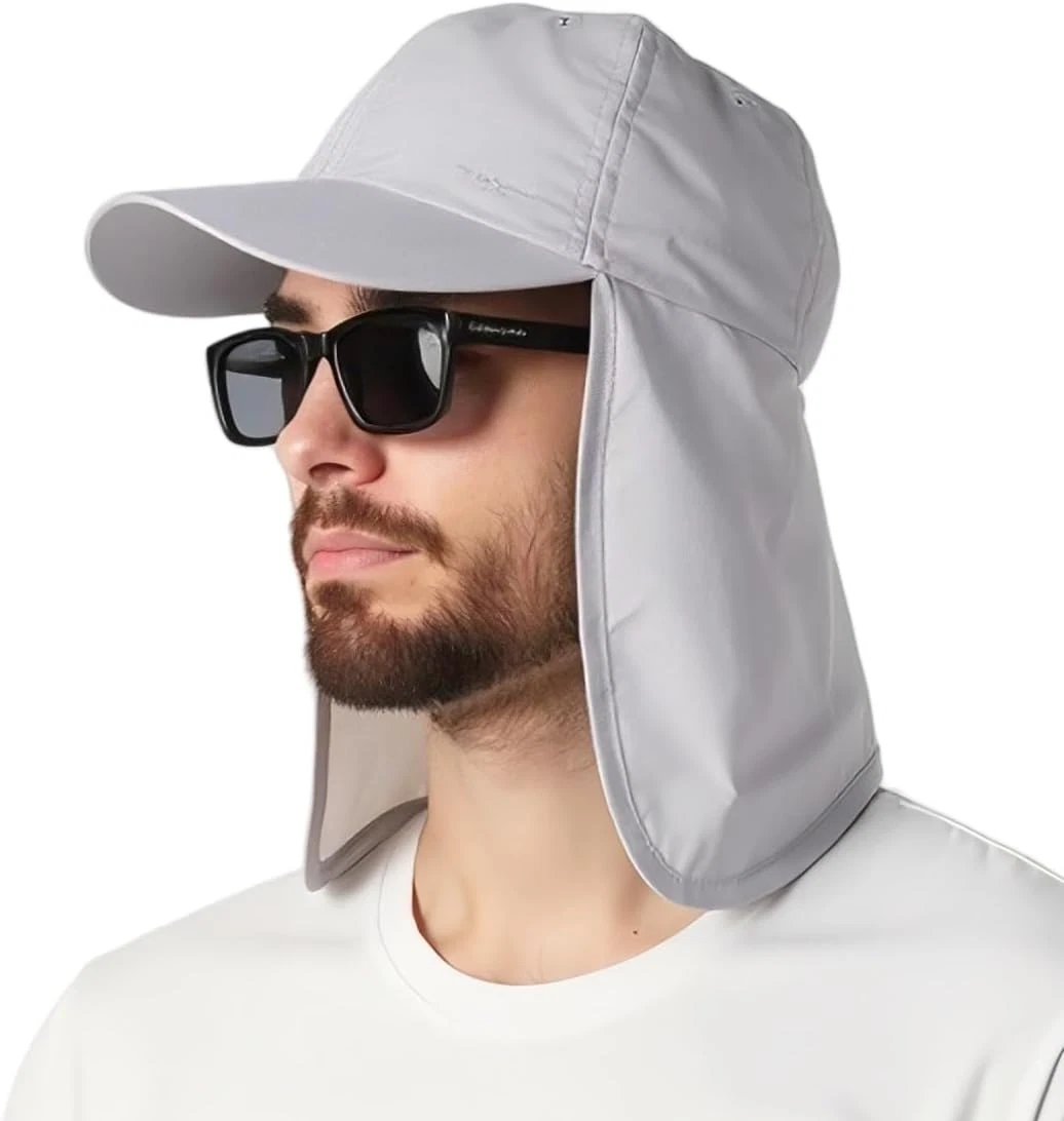 UPF 50+ Waterproof Sun Hat - Packable Unisex Baseball Cap with Neck Flap for Bea